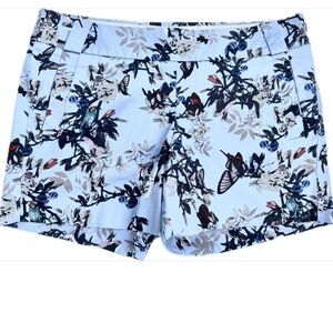 J. Crew Blue Botanical Bird Print Shorts